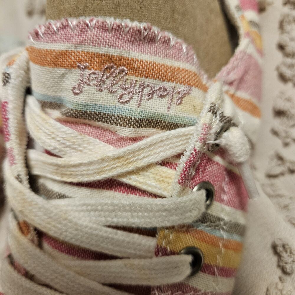 Jellypop Women's Rainbow Striped Lace Up Canvas Sneaker Shoes 6M - Picture 4 of 6